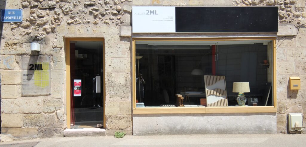 Vitrine de la agence Atelier 2ML Menichini architecte bordeaux projets