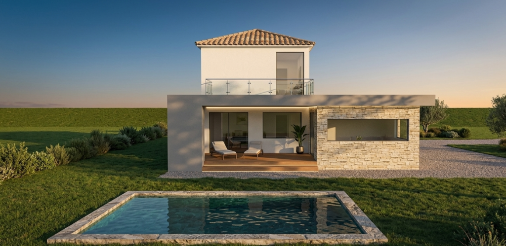 PROJET MAISON FABIO PIERRE ENDUIT TUILLE