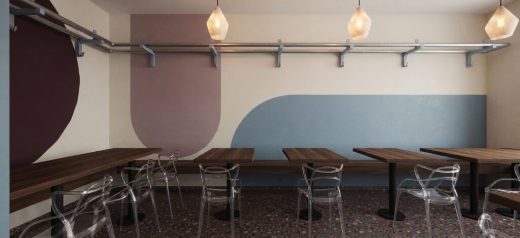 projet restaurant peinture bois plex
